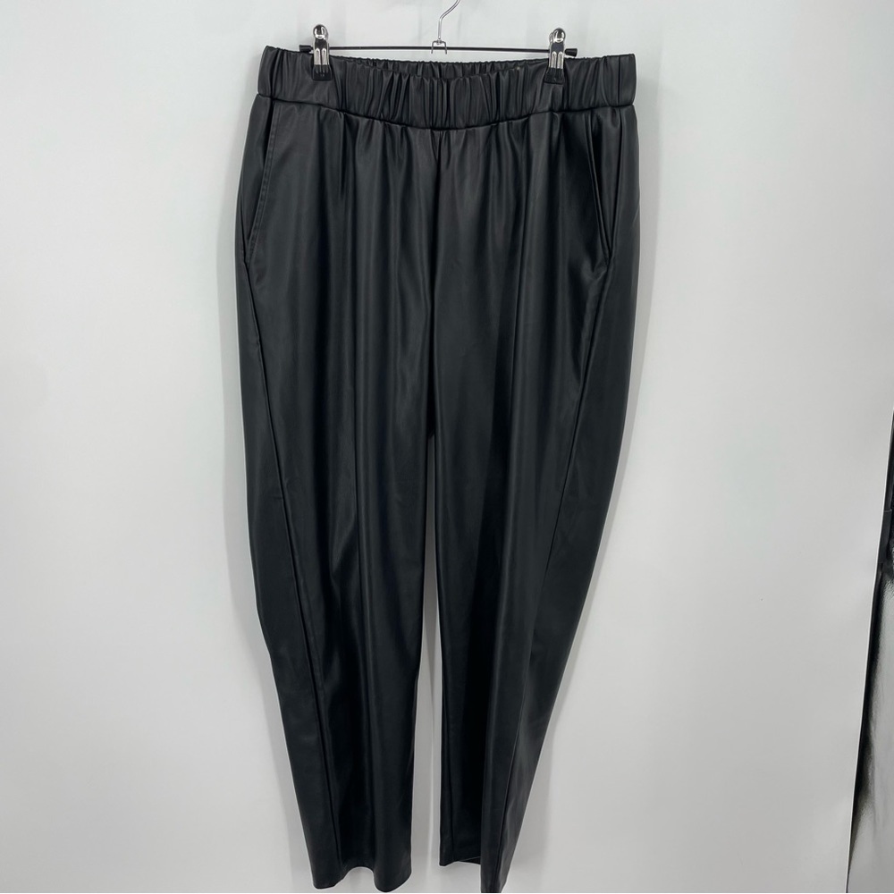 The Drop Women's Lisadnyc Vegan Leather Pull-On Jogger L Black